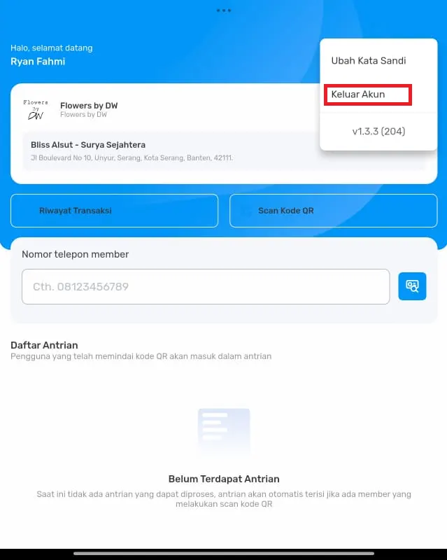 cara logout akun merchant